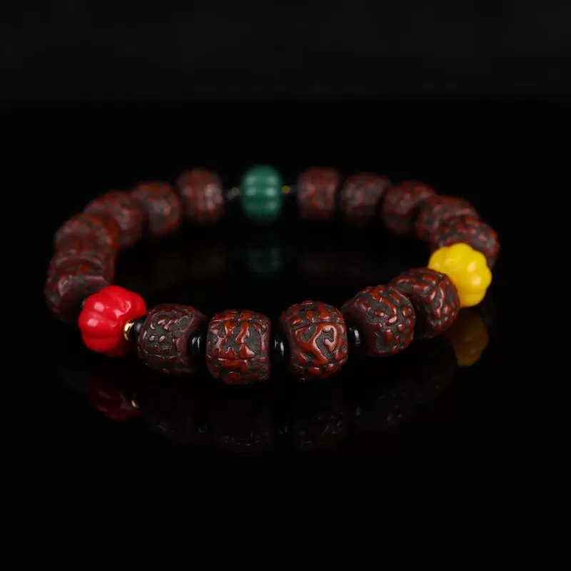 Antique Tibetan Rudraksha Agate Wrist Mala