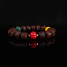 Antique Tibetan Rudraksha Agate Wrist Mala