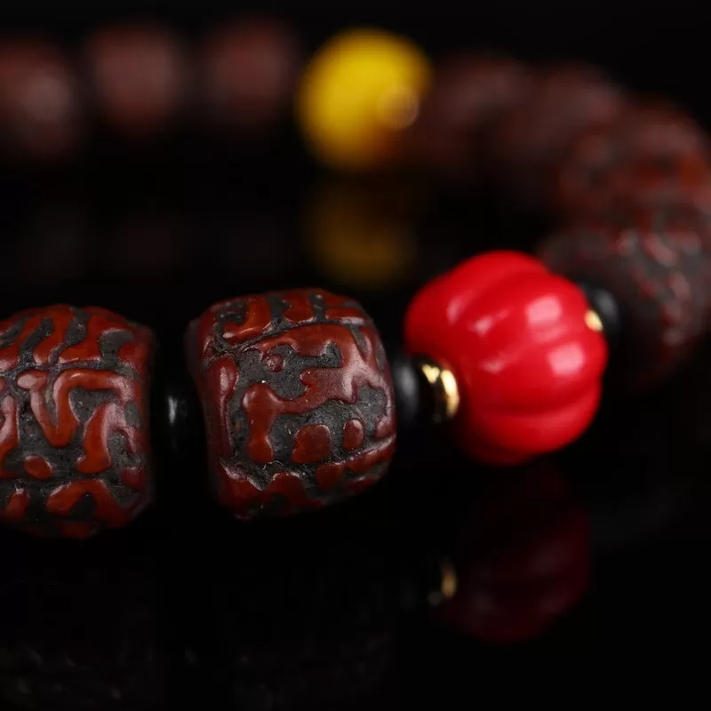 Antique Tibetan Rudraksha Agate Wrist Mala