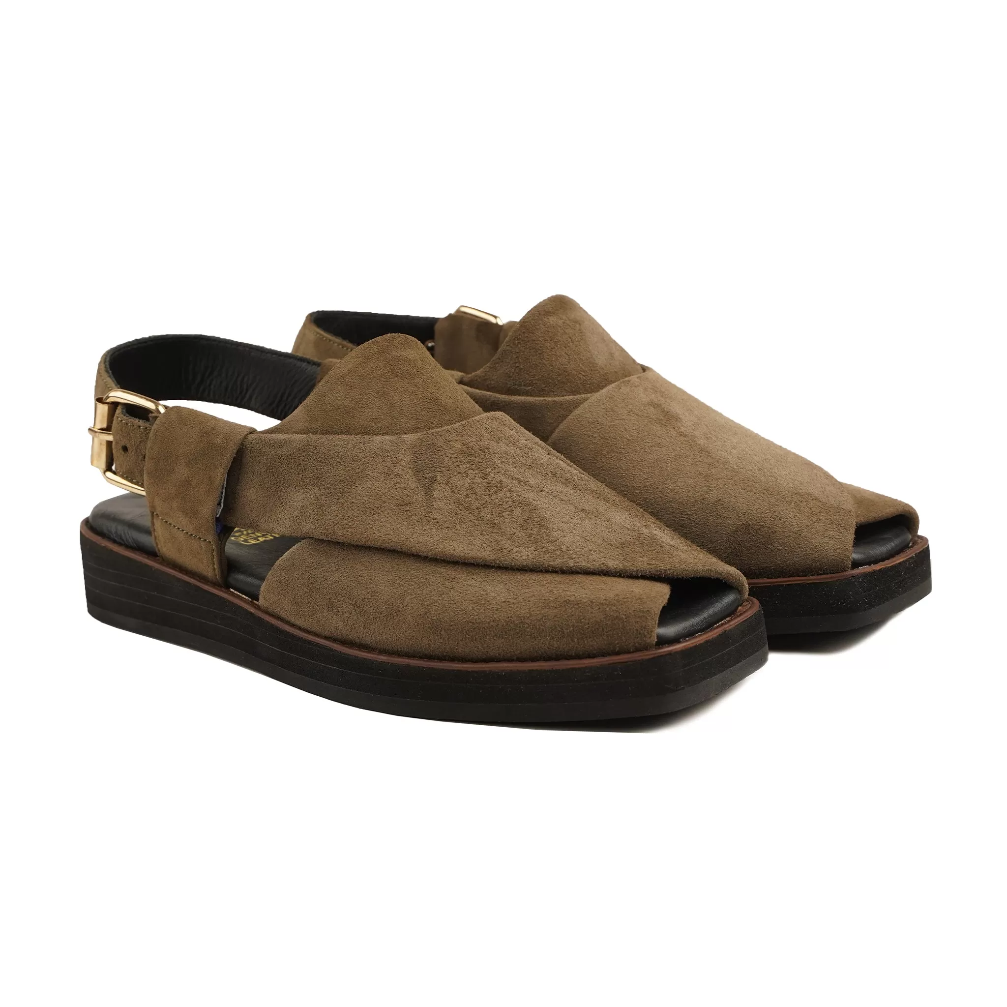 Arine - Men's Chocolate Brown Kid Suede Sandal