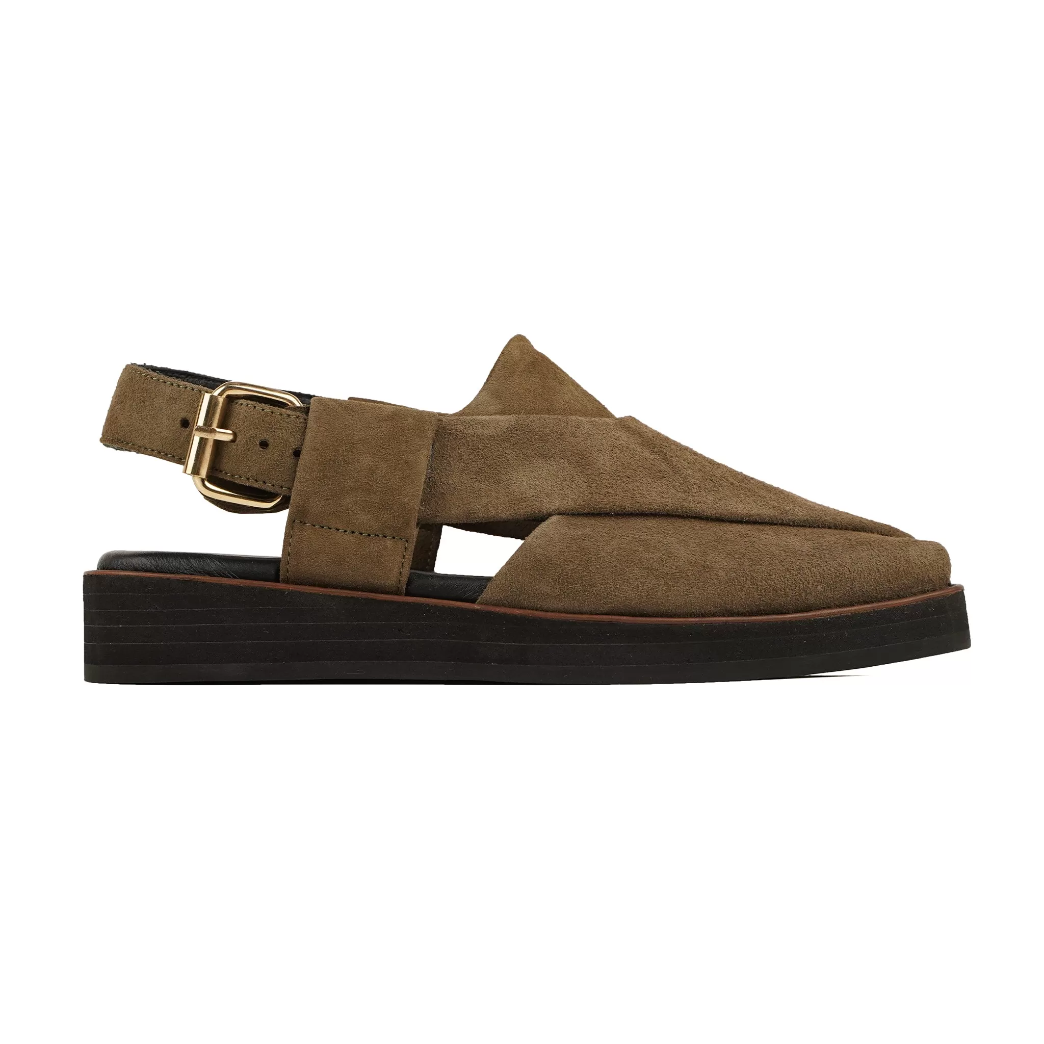 Arine - Men's Chocolate Brown Kid Suede Sandal