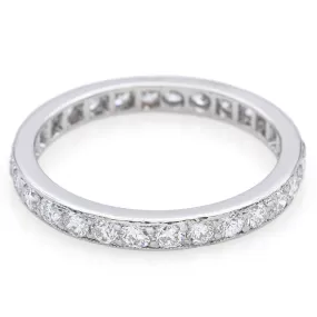 Art Deco Platinum 1.12 TCW Diamond 2.5 mm Eternity Band Ring 2.5G Size 5.5