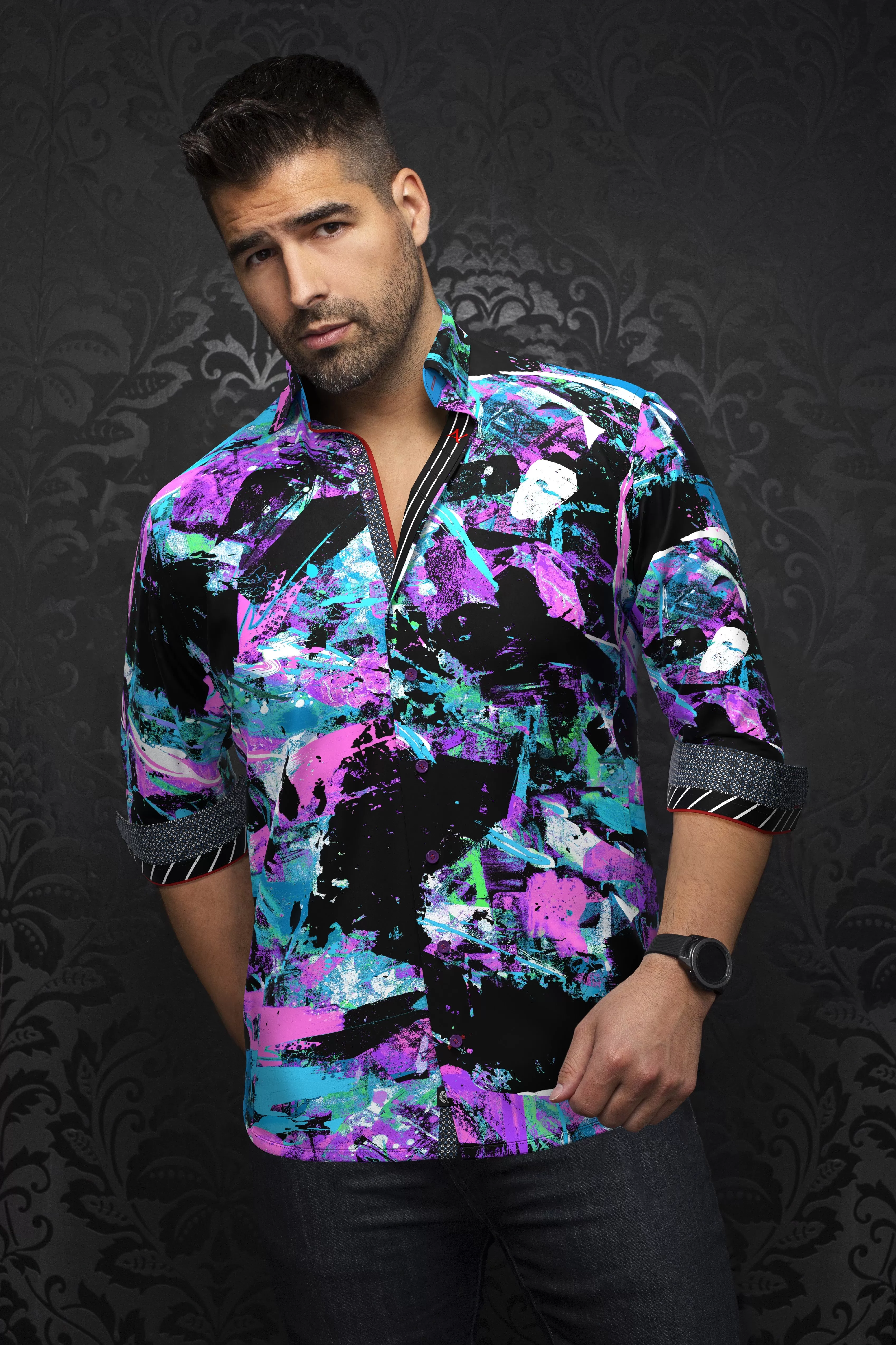 Au Noir Stretch Shirt | Omar Neon