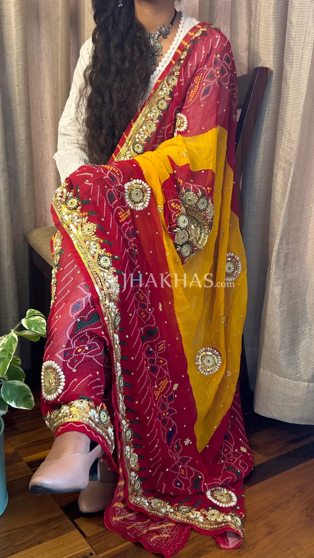 Bandhej Yellow And Red Wedding Chunri