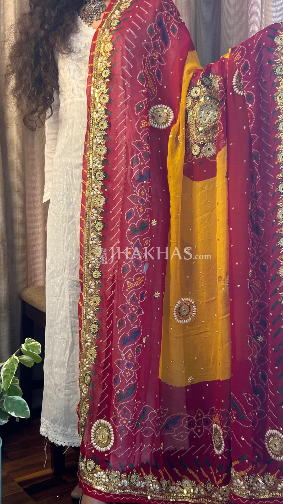 Bandhej Yellow And Red Wedding Chunri