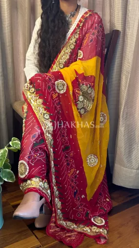 Bandhej Yellow And Red Wedding Chunri