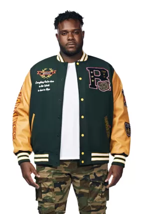 Big And Tall Teddy Varsity Jacket - Green