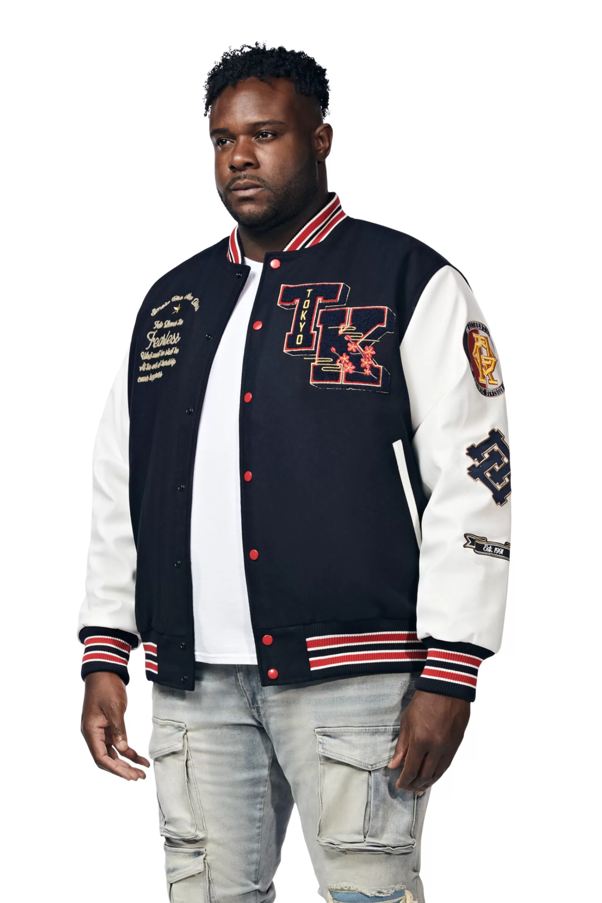 Big And Tall Tokyo Varsity Jacket - Navy