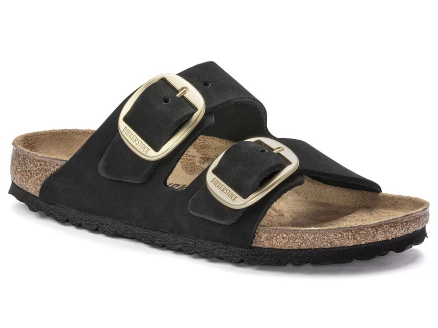 Birkenstock: Arizona Big Buckle Black Nubuck NARROW Fit