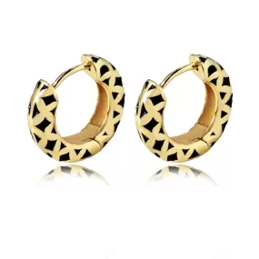 Black Golden Solid Chunkie Hoop Earring