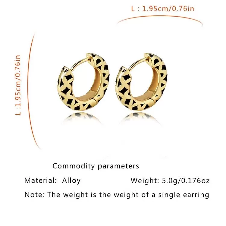 Black Golden Solid Chunkie Hoop Earring