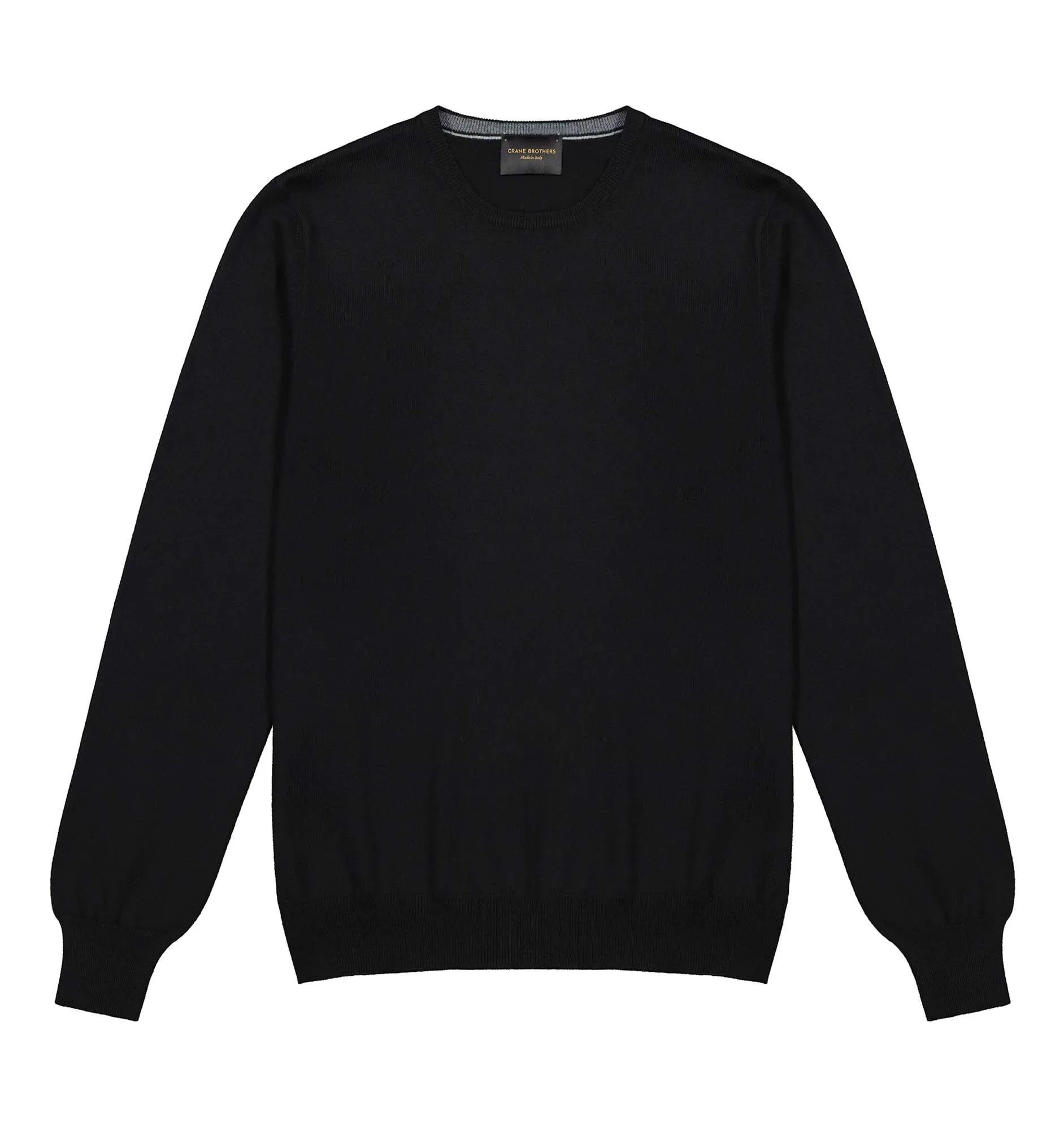 Black Merino Wool Crew Neck Sweater