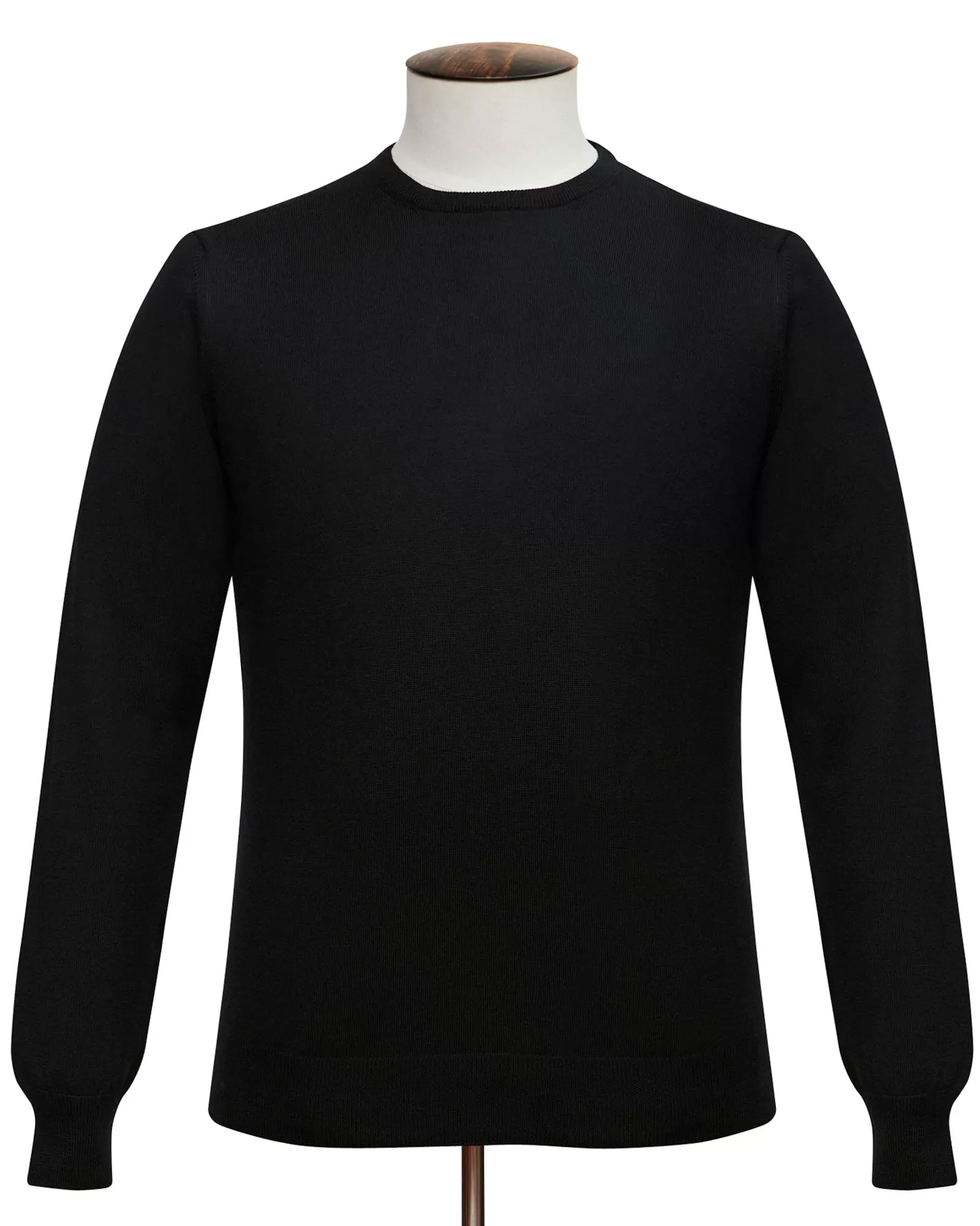 Black Merino Wool Crew Neck Sweater