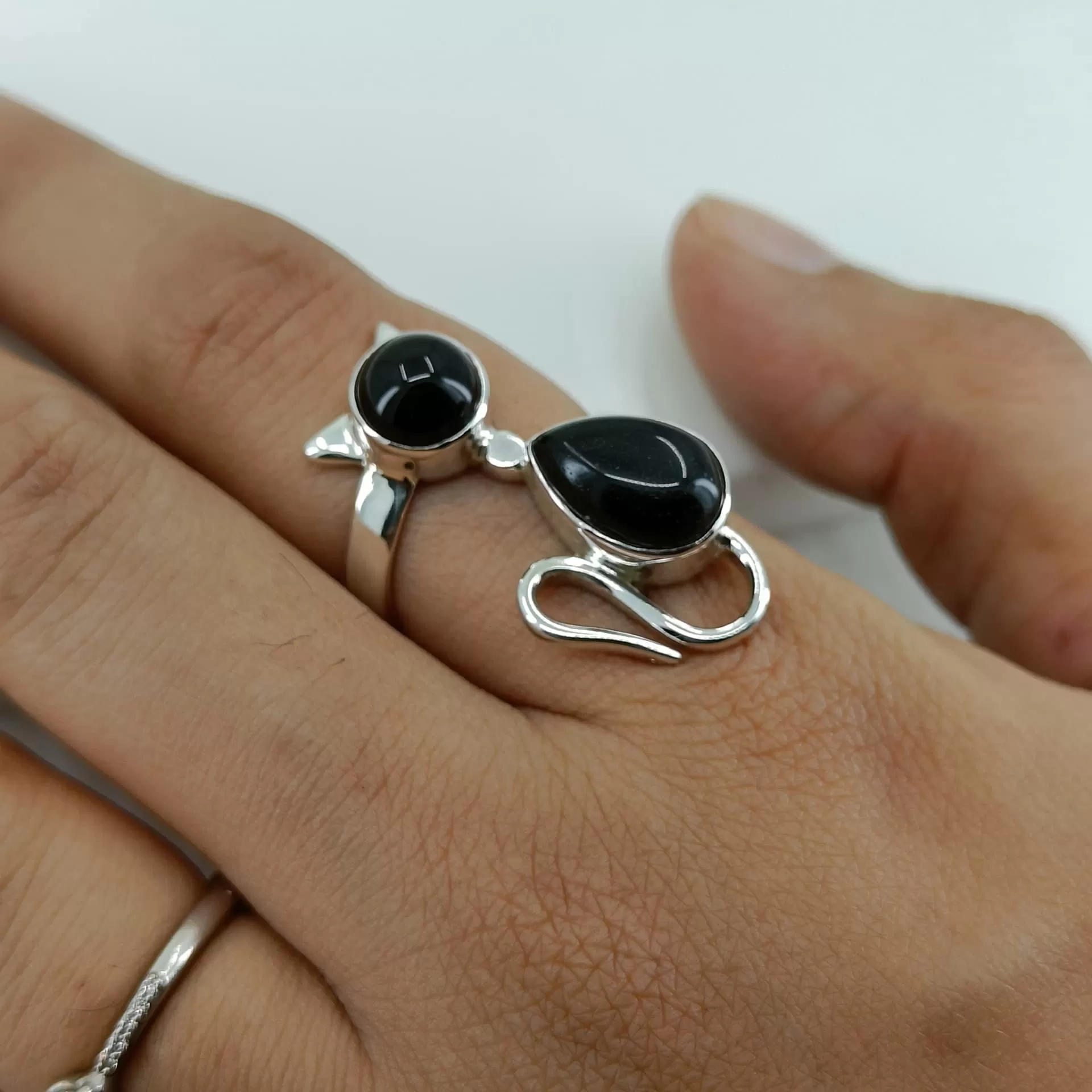 Black Onyx 925 Solid Sterling Silver,Handmade Jewelry, Women Cat, Gift for her