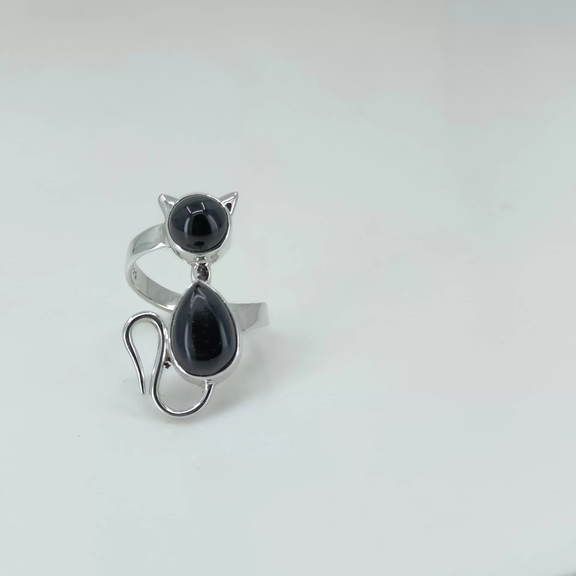 Black Onyx 925 Solid Sterling Silver,Handmade Jewelry, Women Cat, Gift for her