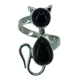 Black Onyx 925 Solid Sterling Silver,Handmade Jewelry, Women Cat, Gift for her