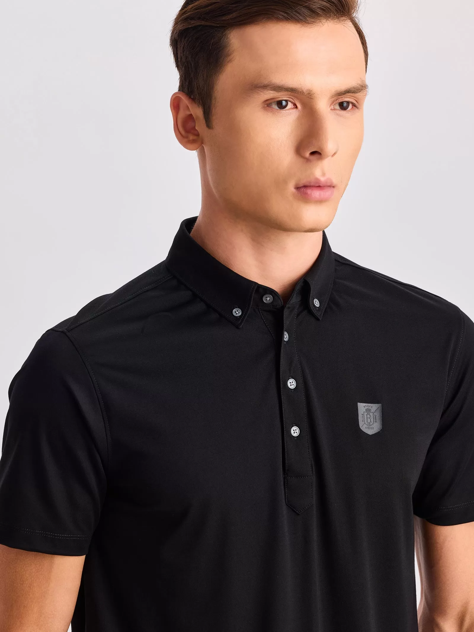 Black Solid Polo T-Shirt