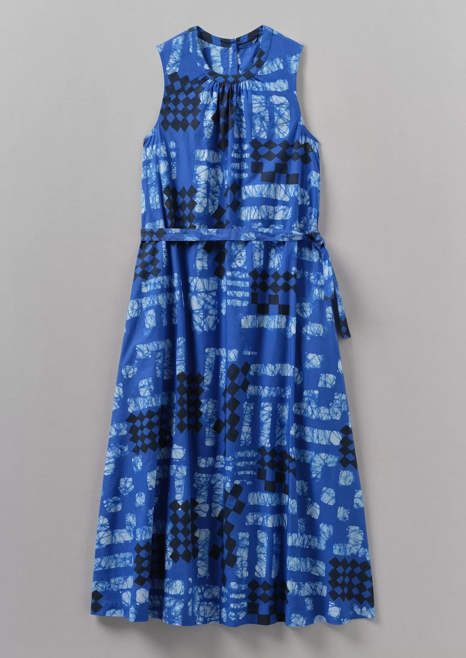 Block Print Batik Poplin Dress | Azurite Blue