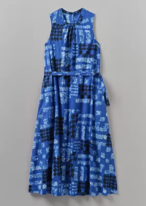 Block Print Batik Poplin Dress | Azurite Blue