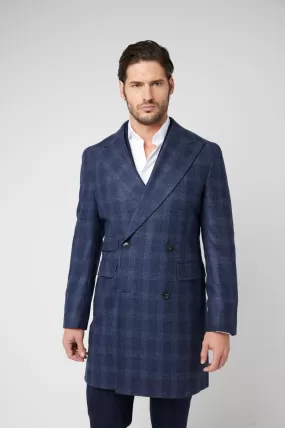 Blue White Double breasted Coat