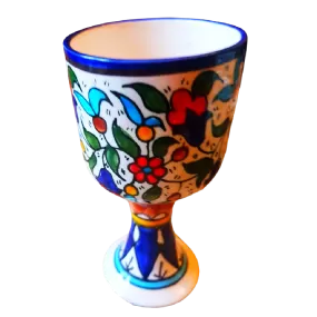 Bluenoemi Armenian Ceramics Kiddush Cup Israel Gifts for Jewish Table