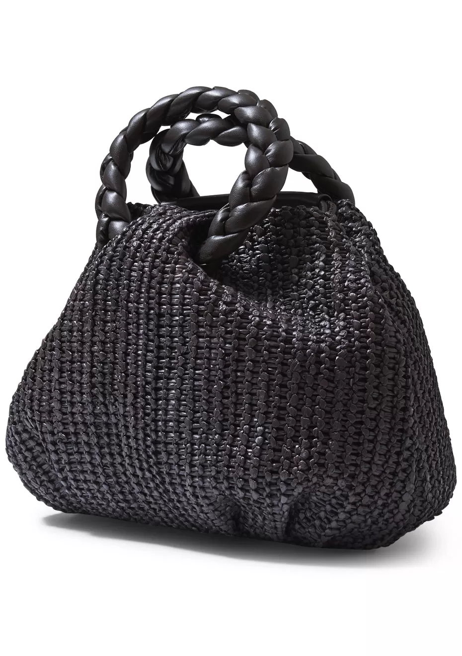 Bombon Medium Raffia Crossbody Bag Dark Brown