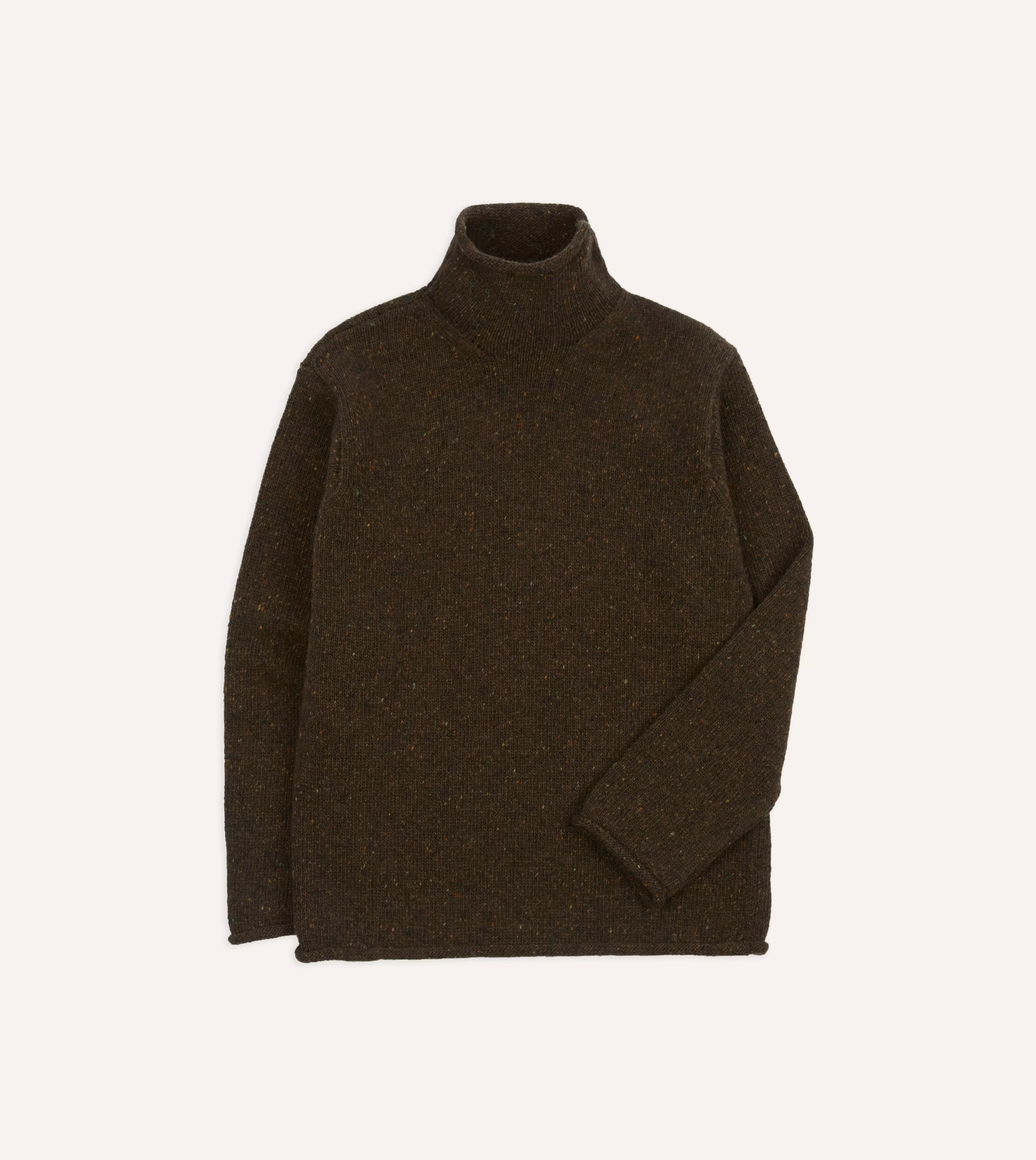 Brown Marl Mohair Wool Mock Neck Jumper