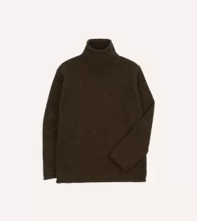 Brown Marl Mohair Wool Mock Neck Jumper