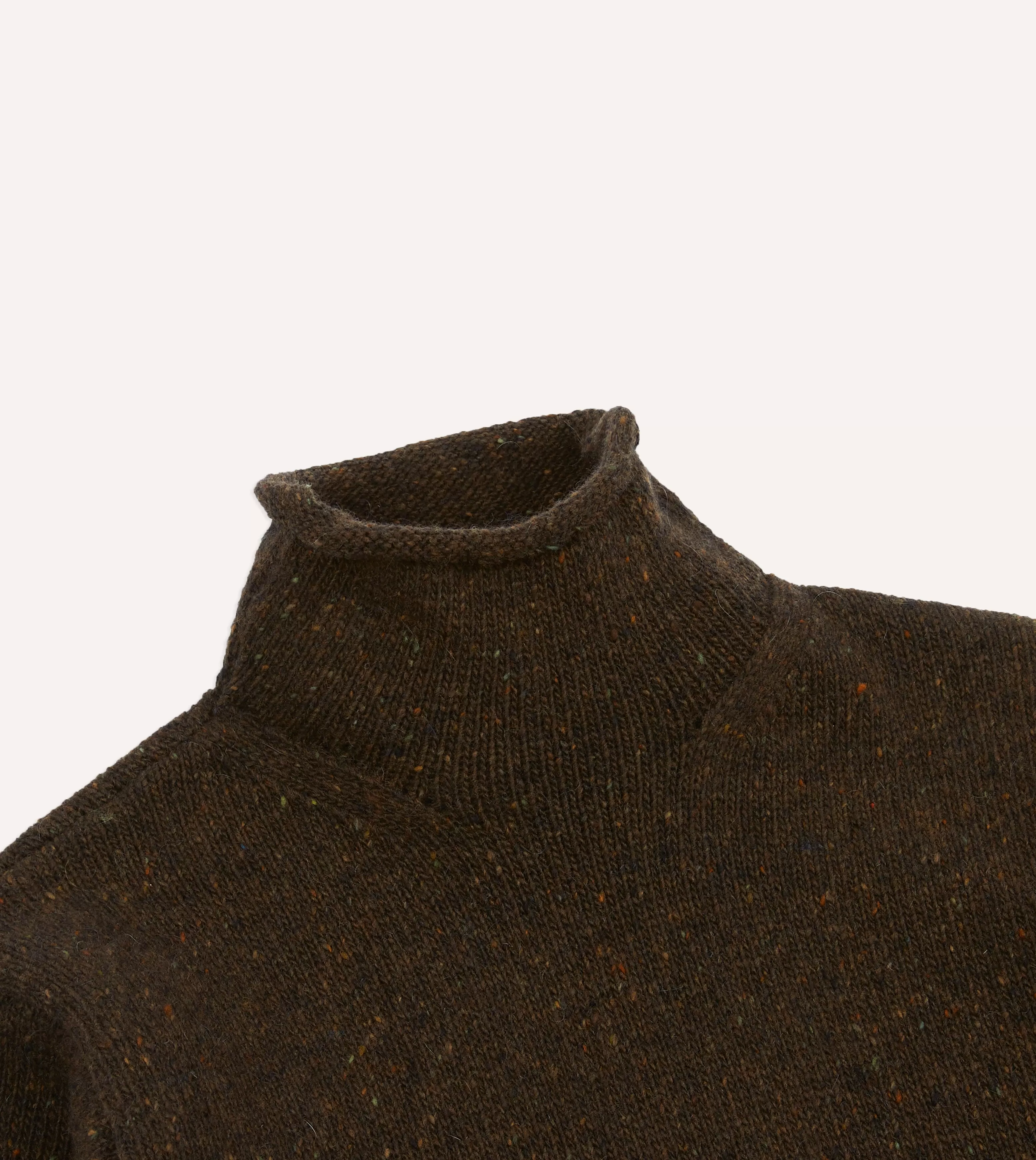 Brown Marl Mohair Wool Mock Neck Jumper