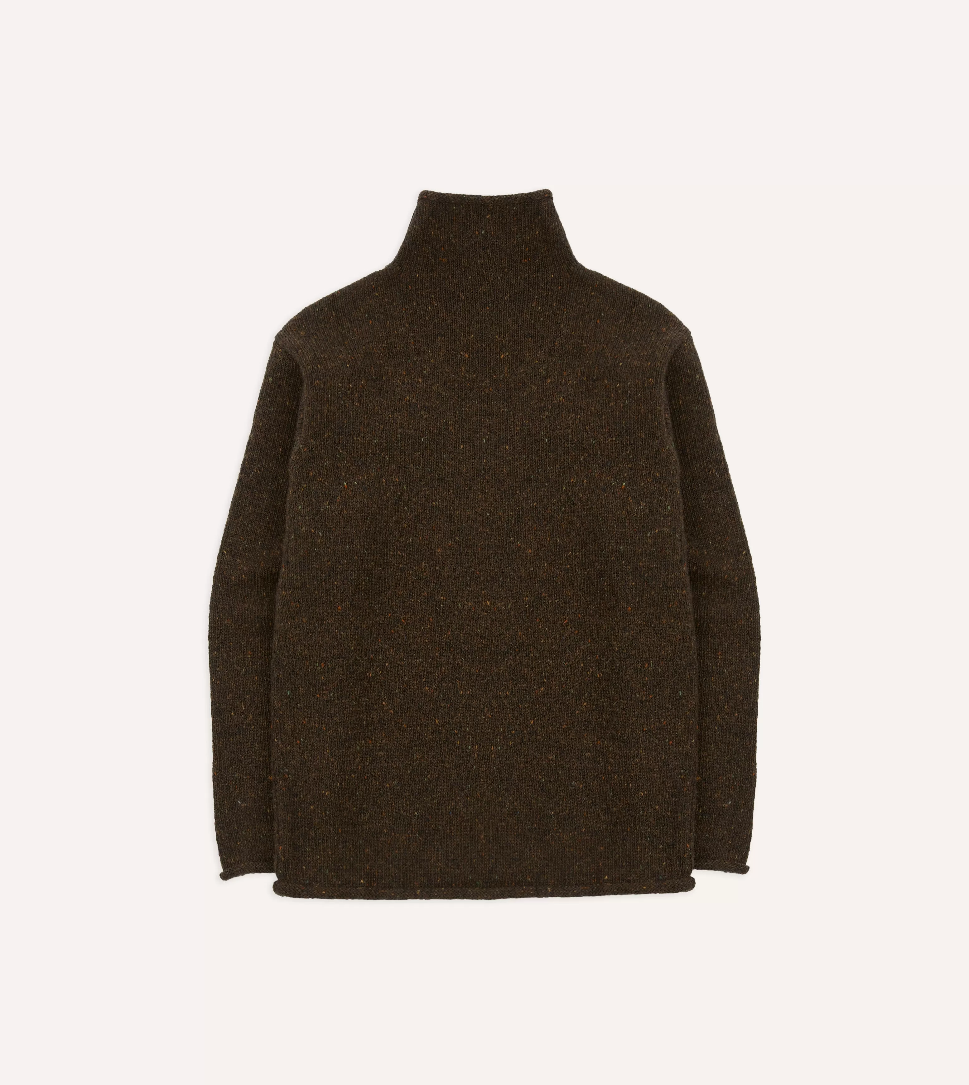 Brown Marl Mohair Wool Mock Neck Jumper