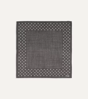 Brown Spots Print Wool-Silk Pocket Square