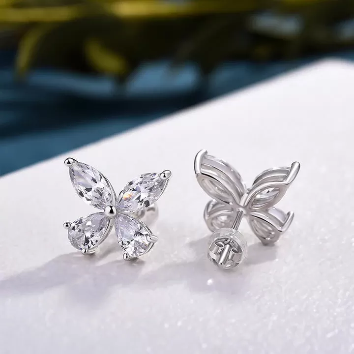 Butterfly Design Sterling Silver Stud Earrings