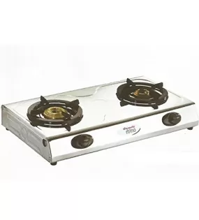 Butterfly Rhino Stainless Steel LPG Stove, 2 Burners, Manual Ignition