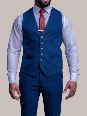 Cavani Orson Men's Blue Tweed Waistcoat