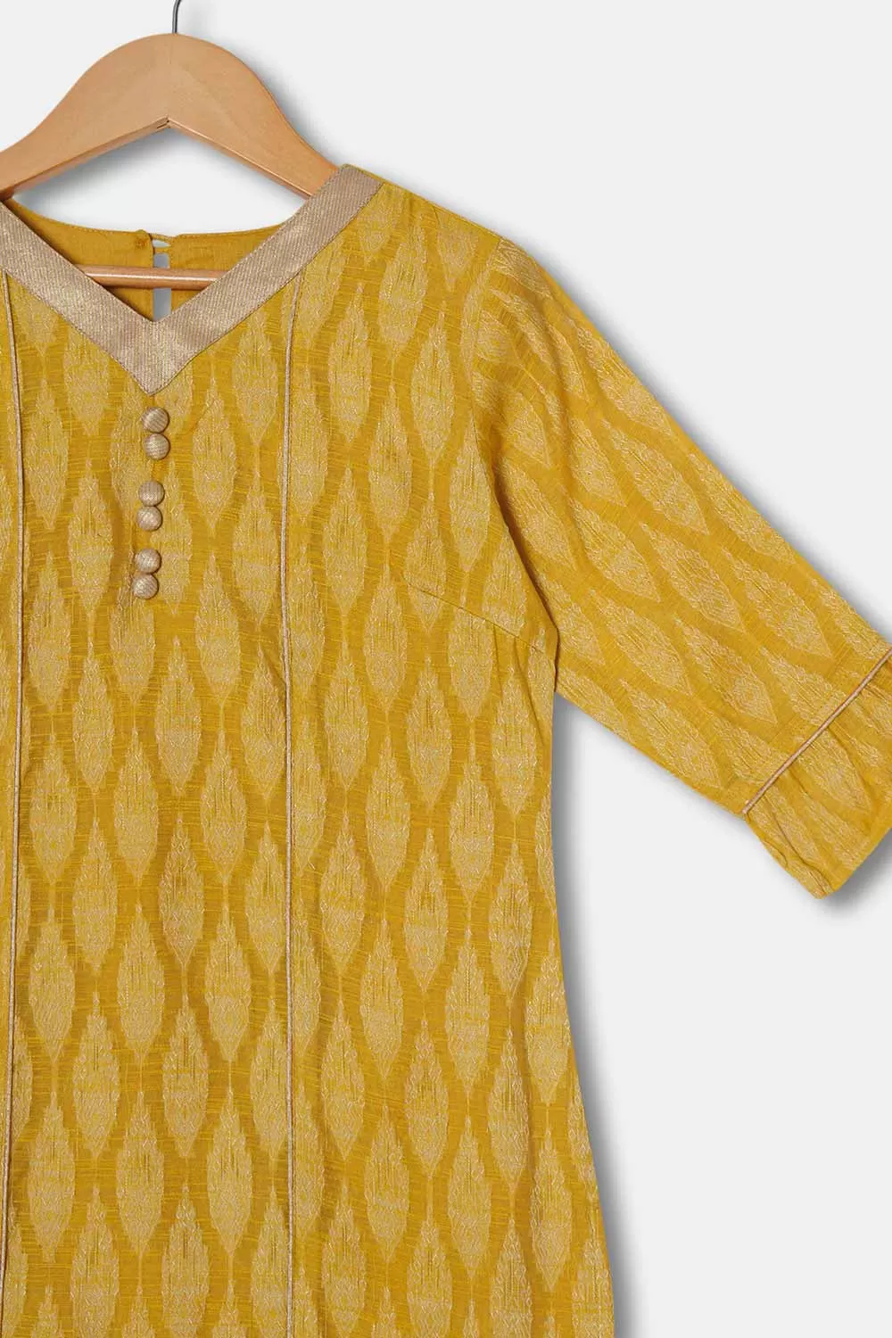 Chittythalli Girls Kurthi Handloom Cotton Regular Fit  - Yellow  - KU06