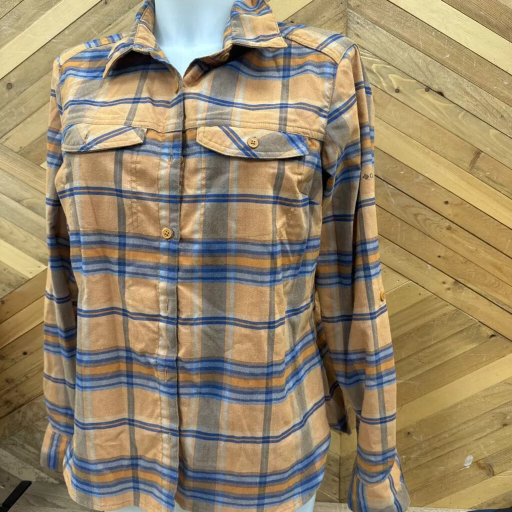 Columbia - Women's Flannel Shirt - MSRP $80: Orange/Blue-women-LG