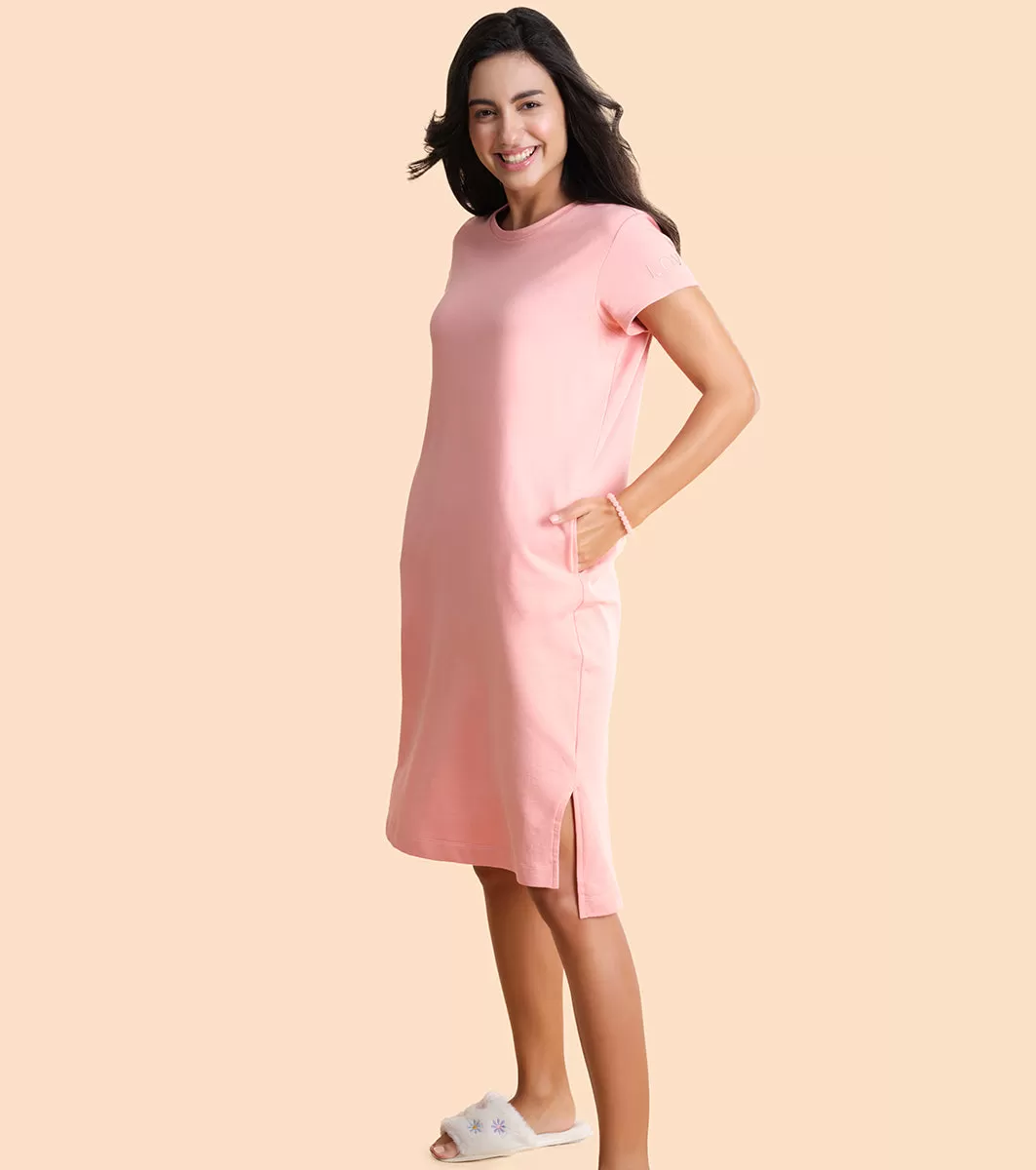 Comfy Dress | Short Sleeve Cotton Terry Lounge Dress