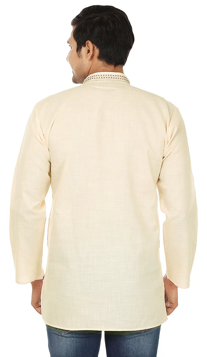 Cotton Dress Mens Short Kurta Shirt India Clothing (Cream)