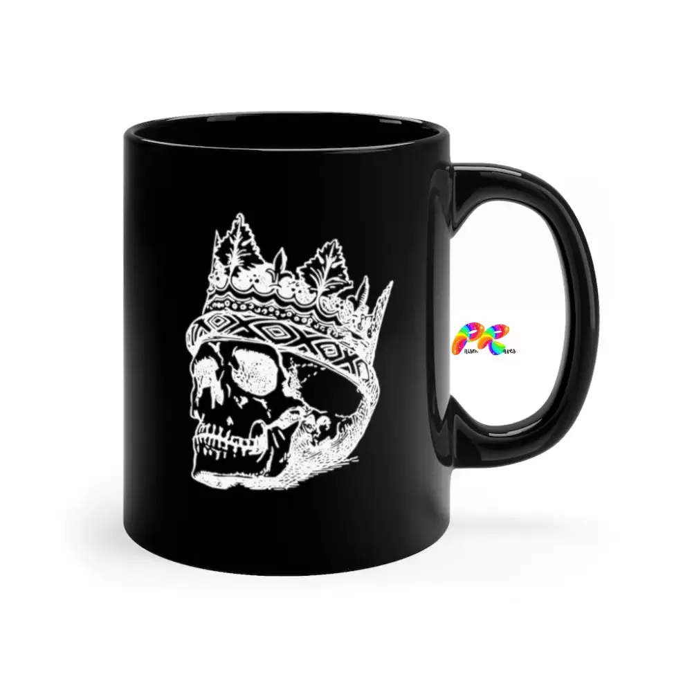 Crowned Skull Black Coffee Mug, 11 floz, Ceramic