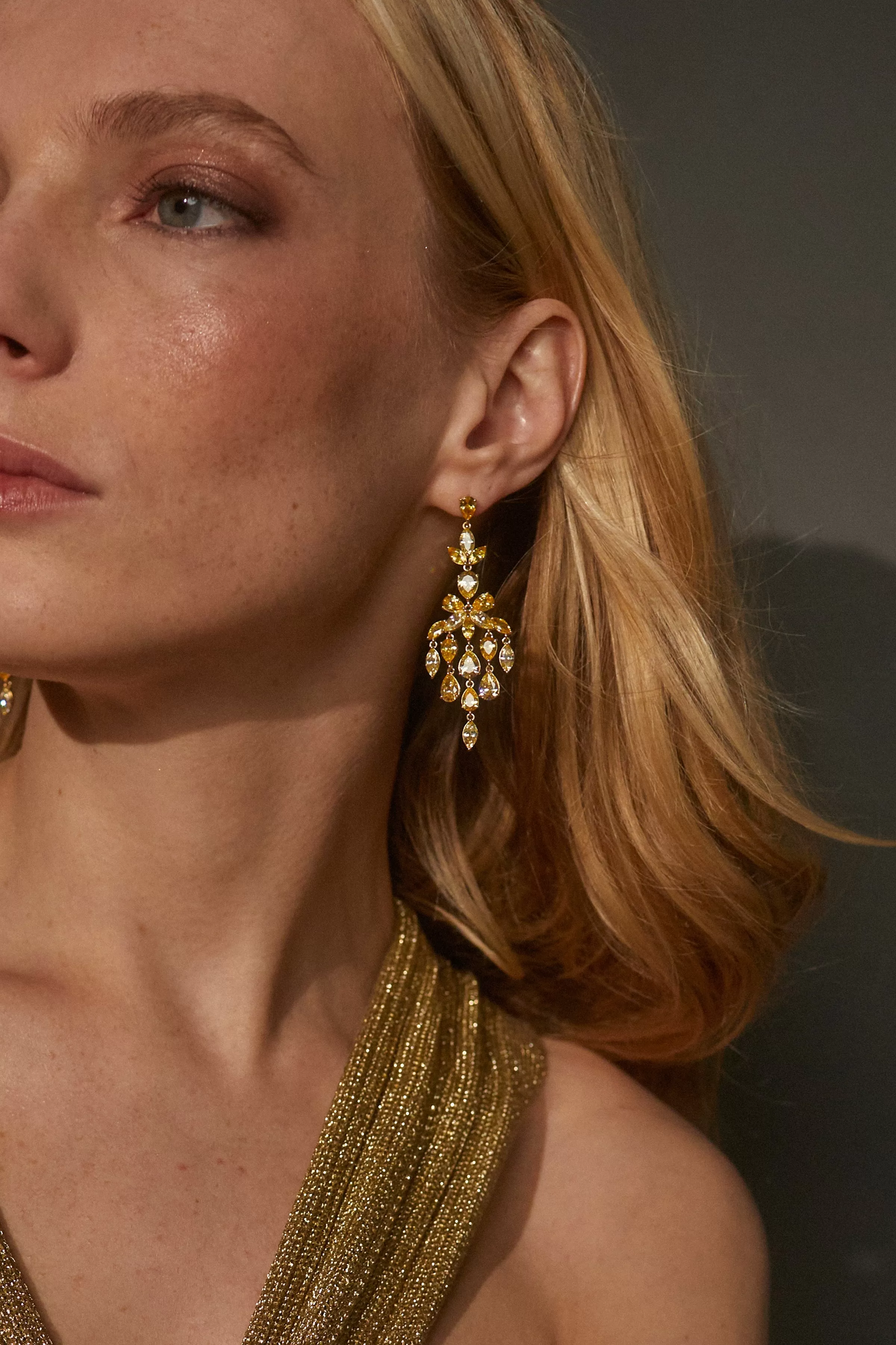 EARRINGS GALORE LONG YELLOW CHANDELIER EARRINGS