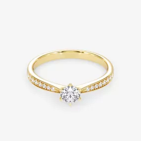 Embellished Solitaire 0.25 Carat Brilliant Cut Diamond 18K Gold Ring