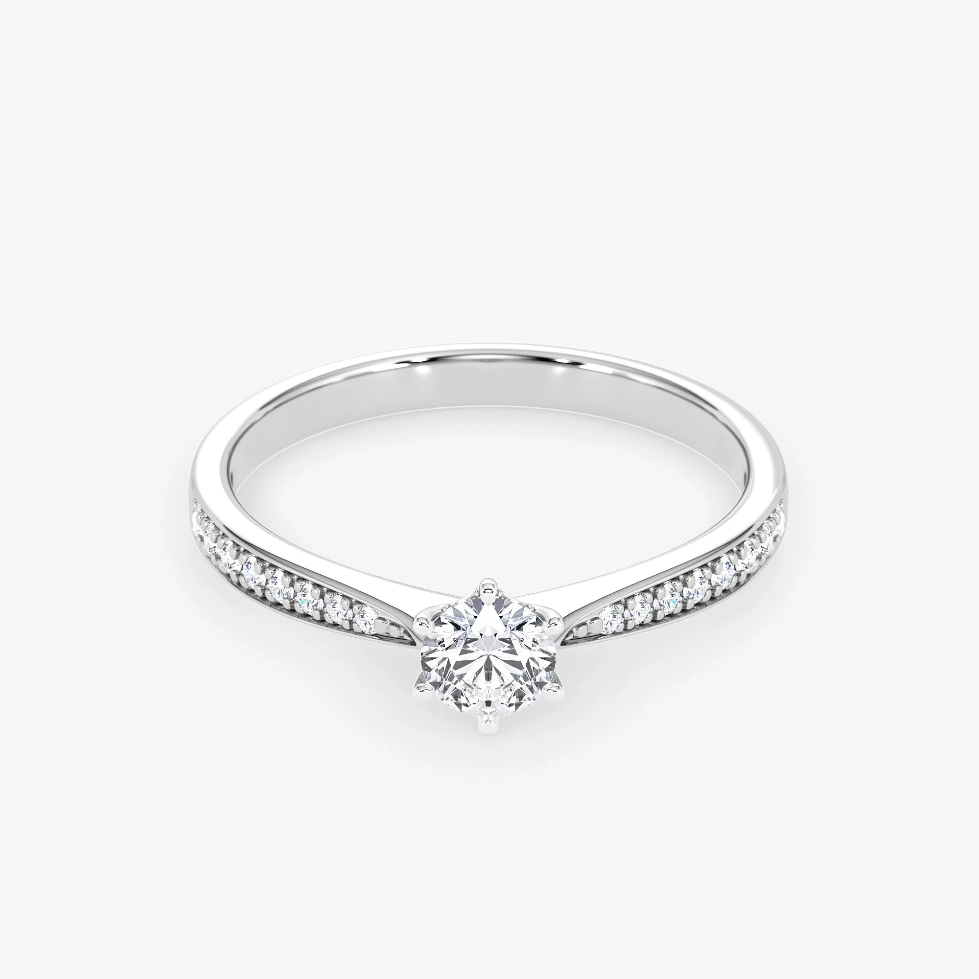 Embellished Solitaire 0.25 Carat Brilliant Cut Diamond 18K Gold Ring