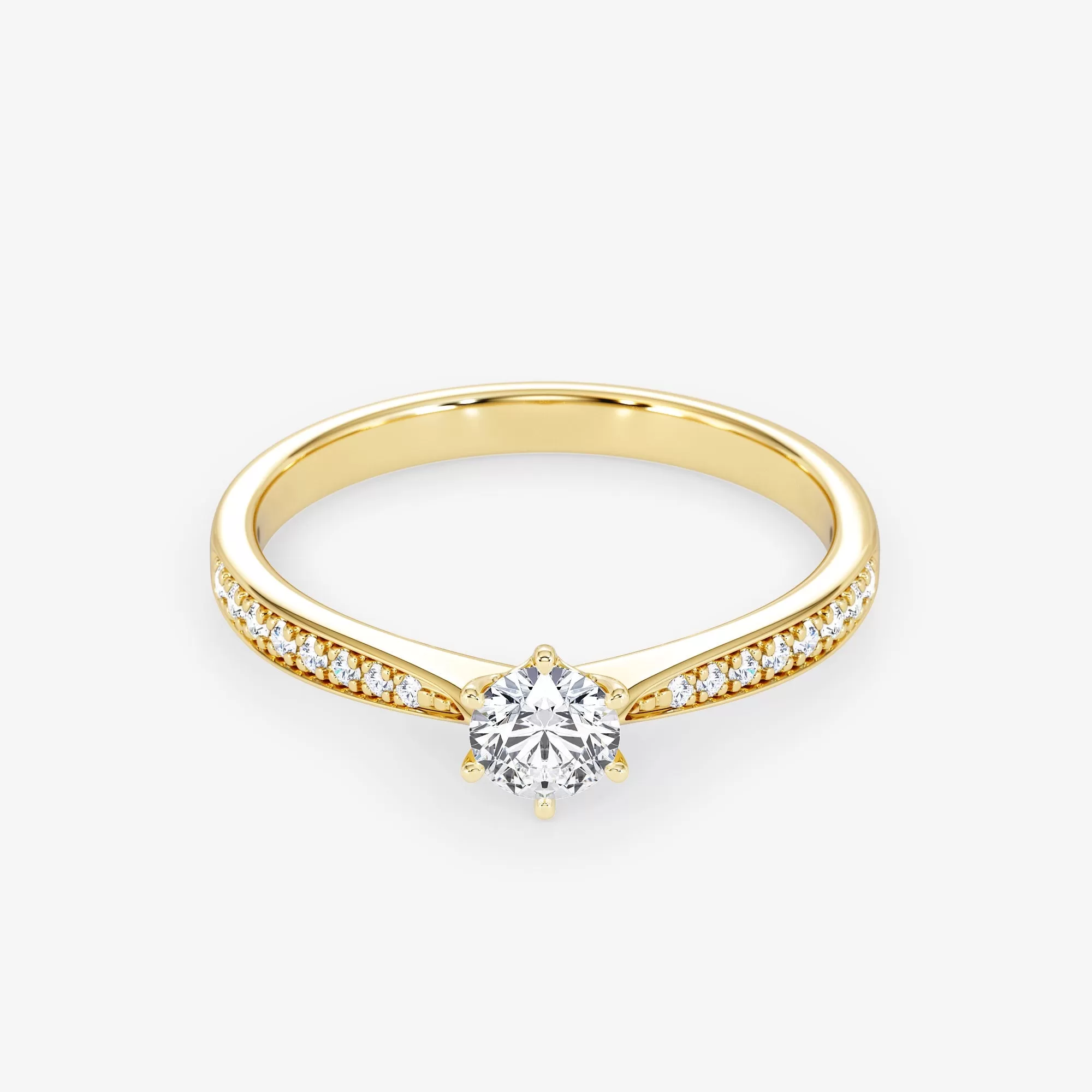 Embellished Solitaire 0.25 Carat Brilliant Cut Diamond 18K Gold Ring