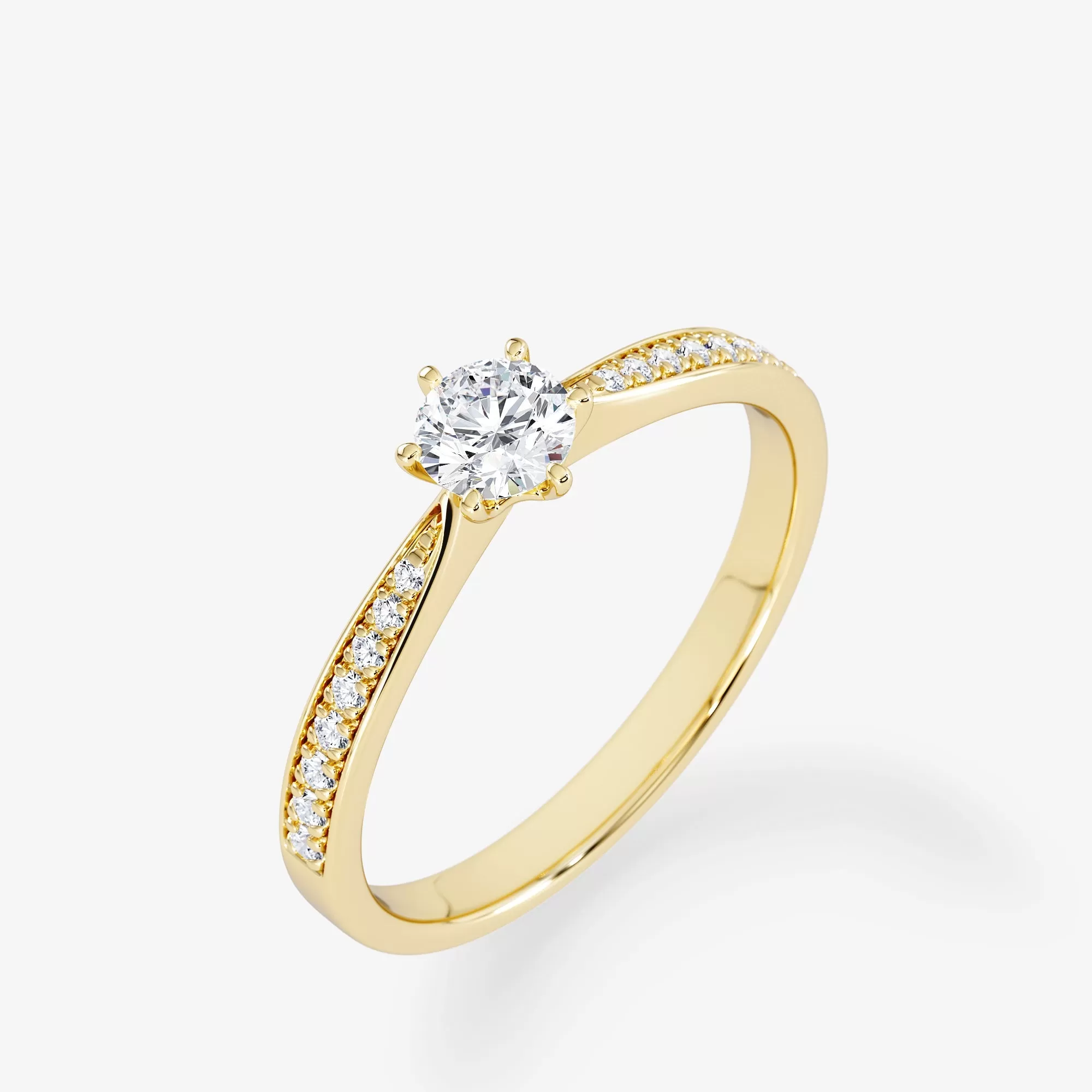 Embellished Solitaire 0.25 Carat Brilliant Cut Diamond 18K Gold Ring