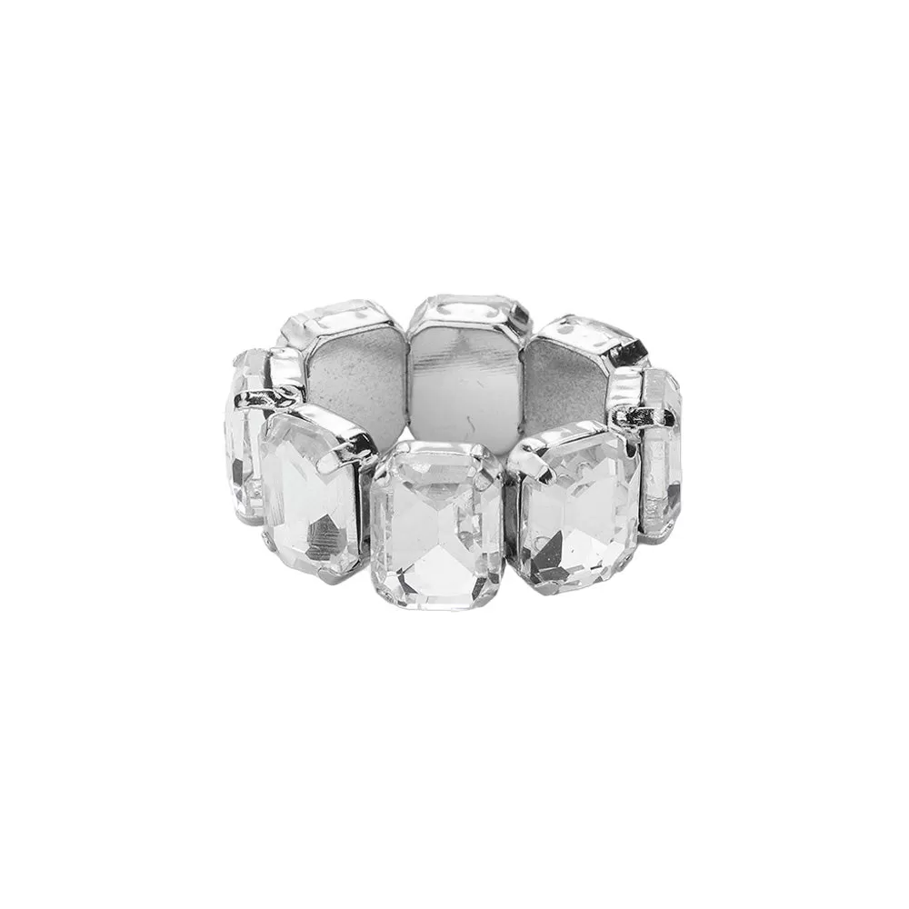 Emerald Cut Stone Cluster Stretch Ring