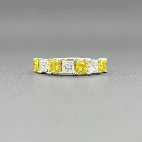 Estate 14K W Gold 2.29ctw Fancy Yellow & H-I/VS2 Diamond Ring