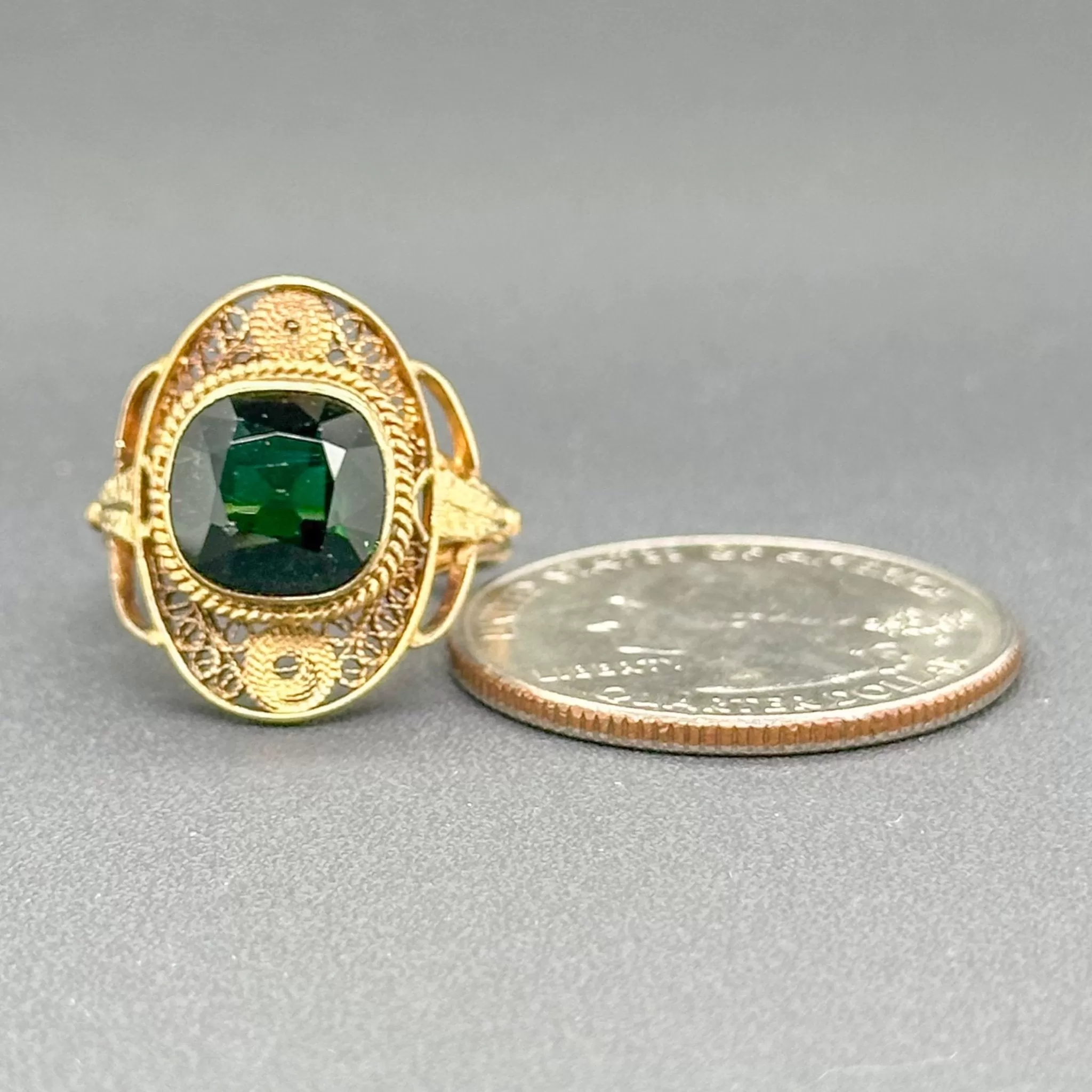 Estate Victorian 21K R Gold 2.54ct Diopside Ring