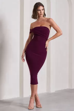 Eviana | Plum Bodycon Sleeveless Twist Midi Dress