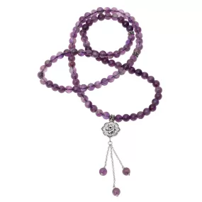 Faith Arabic calligraphy prayer beads: amethyst tasbih