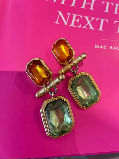 Faux Citrine & Tourmaline Earrings